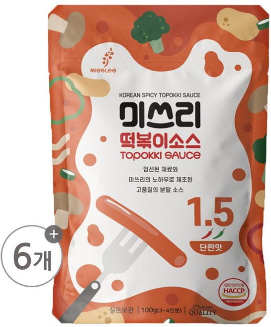 미쓰리 떡볶이 소스 1.5단짠맛, 100g, 6개