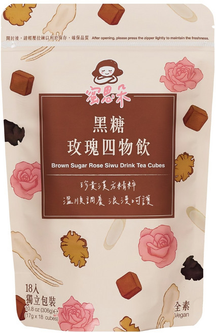 蜜思朵 黑糖玫瑰四物飲, 17g, 18個, 1袋