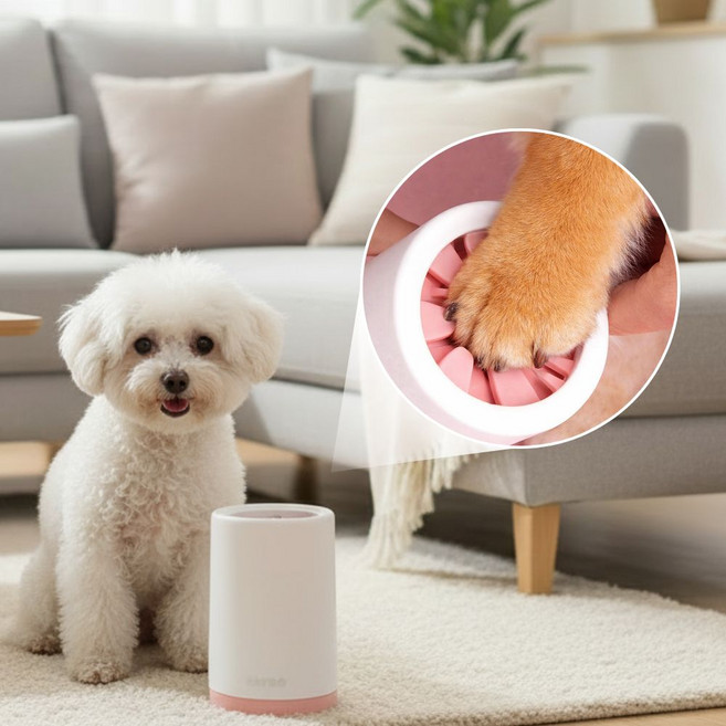 벡사 초간편 부드러운 실리콘 강아지 고양이 발 세척기, 1개, 핑크