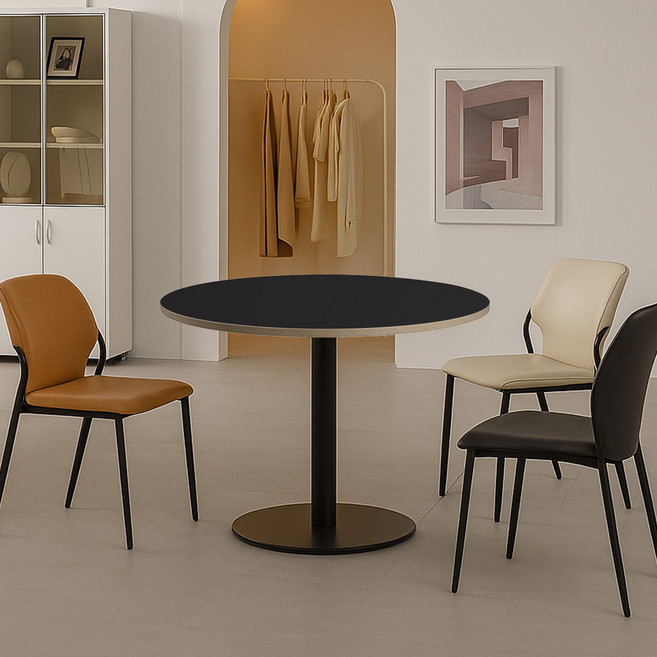 노그 견고한 원형탁자 사무실 회의용 원탁 테이블, 매트블랙