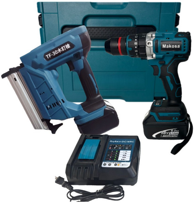 MAKODA 18V DHP481 衝擊無刷電鑽/電動扳手, 1個, 481電鑽+木釘槍【原廠兩電一茺+箱】