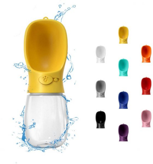 WePet위펫 휴대용 강아지 물병 12 OZ 누수 방지 물 디스펜서 애완동물 야외 산책 하이킹 여행 식품 등급 플라스틱, #03 Yellow, 1개