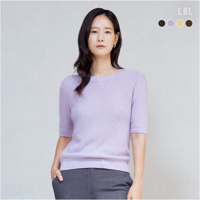 [LBL] 25FW 캐시미어 시퀸 블렌드 소프트 하프슬리브 니트