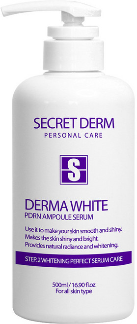 시크릿덤 더마 화이트 PDRN 앰플 세럼 화이트닝 글루타티온 미백 주름 탄력 남여공용사용, 1개, 500ml
