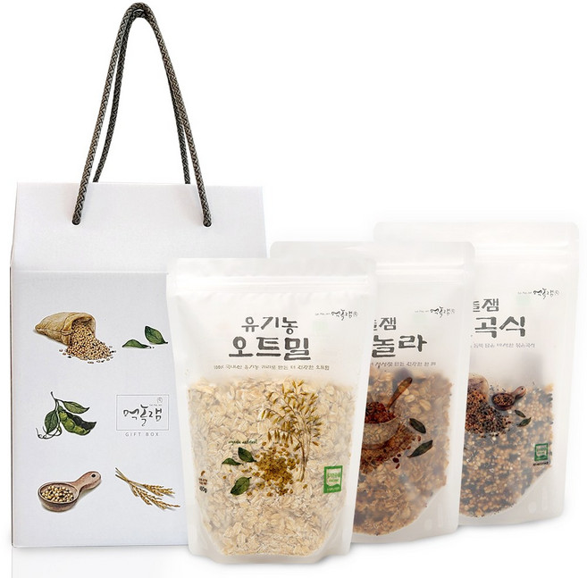 먹놀잼 선물세트 오트밀 그래놀라 볶음곡식 3종 추석 설 명절 선물