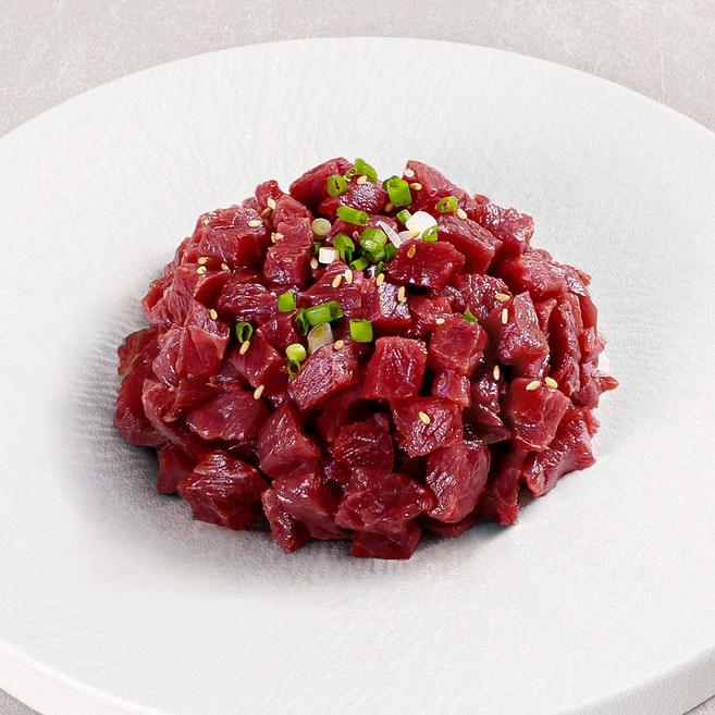 [내가고기] 마장동 깍둑 육회+(구은굵은소금 참기름) 국내산 당일작업 냉장, 1개, 200g