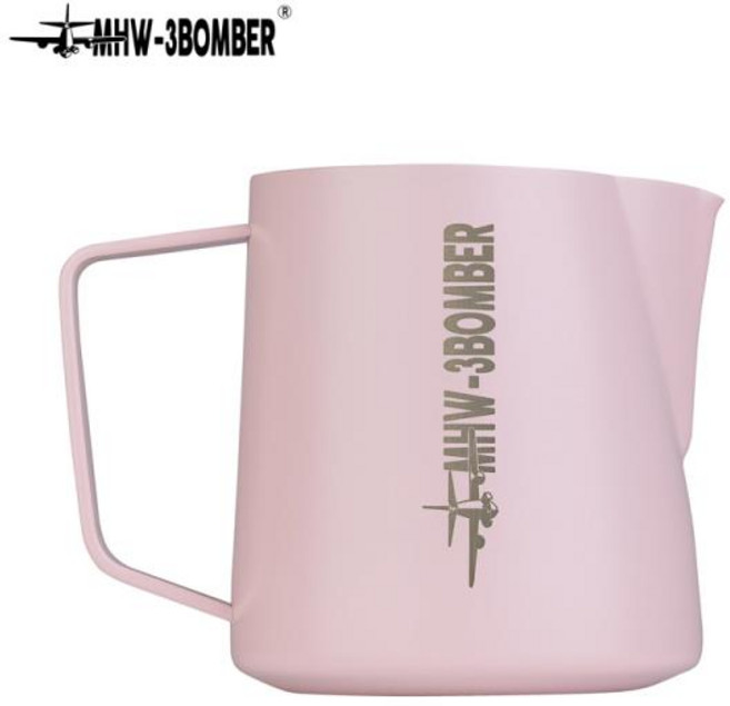 우유스팀기 우유거품기 우유스티머 MHW-3BOMBER 핑크 우유 거품 투수 스티머 컵 라떼 아트 투수 스테인리스 스틸 에스프레소 증기 도구 500 ml 600ml