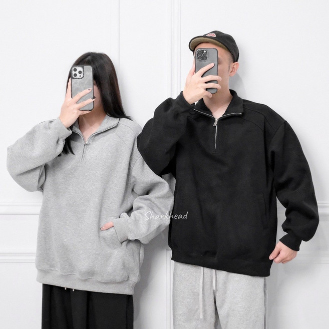 Sharkhead 太空棉厚磅半拉鍊長袖大學T