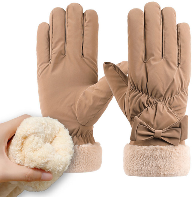 시크벤 여성용 두툼 기모 겨울 방한 스마트폰 터치 방수 털장갑