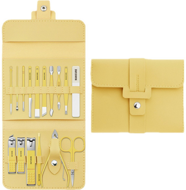 프라홈 네일 케어 손톱깍이 16종 세트, 1개, 옐로우