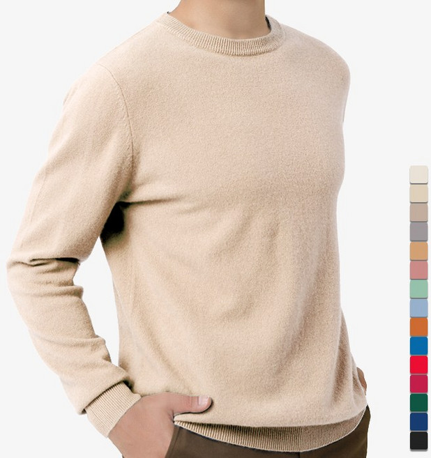 디커스텀 남녀공용 캐시라이크 비스코스 라운드넥 니트