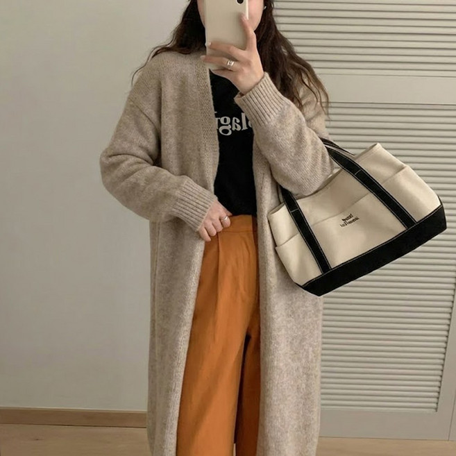 타니즈 루피오 긴팔 여성 니트 롱 가디건