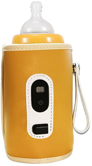 Zeyuan 일정한 온도 휴대용 여행용 우유 보관함 아기 젖병 따뜻하게 유지 자동차 여행용 젖병 따뜻하게, 노란색, 1개