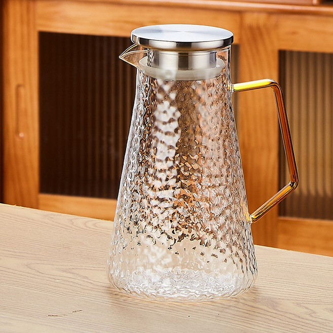 耐熱錘紋玻璃水壺, '錐形雨點壺1850ml 銀蓋款 ', 1套, 1850L