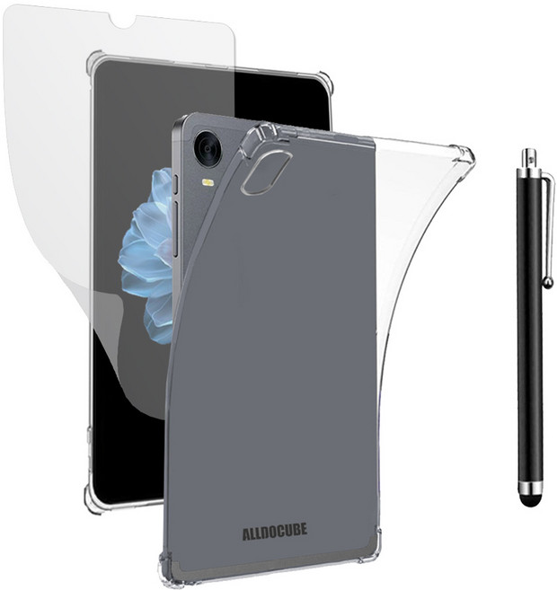 ALLDOCUBE Iplay70 Mini Turbo 투명 범퍼 케이스 + 저반사 액정필름 + 터치펜, 1개