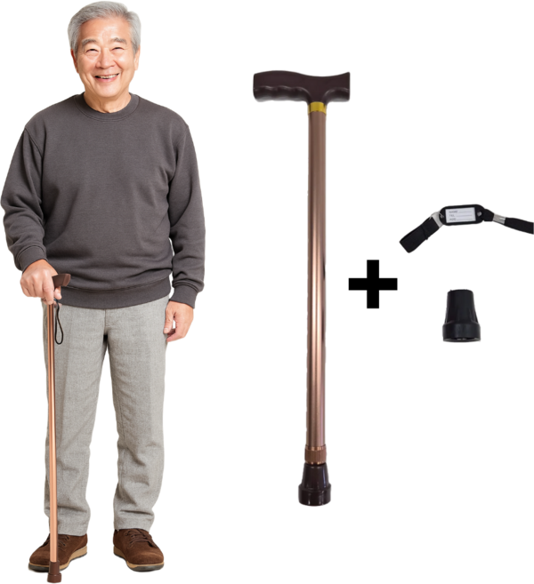 실버리움 가벼운 어르신 지팡이 미끄럼방지 부품추가증정, 브라운, 1개