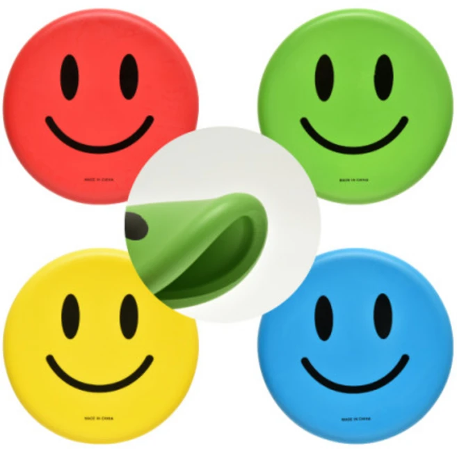 스마일 스펀지 원반 플라잉 디스크 스폰지 소프트 원반 공원 캠핑 야외놀이 원반던지기, 4개 1세트, 1개 - 쿠팡
