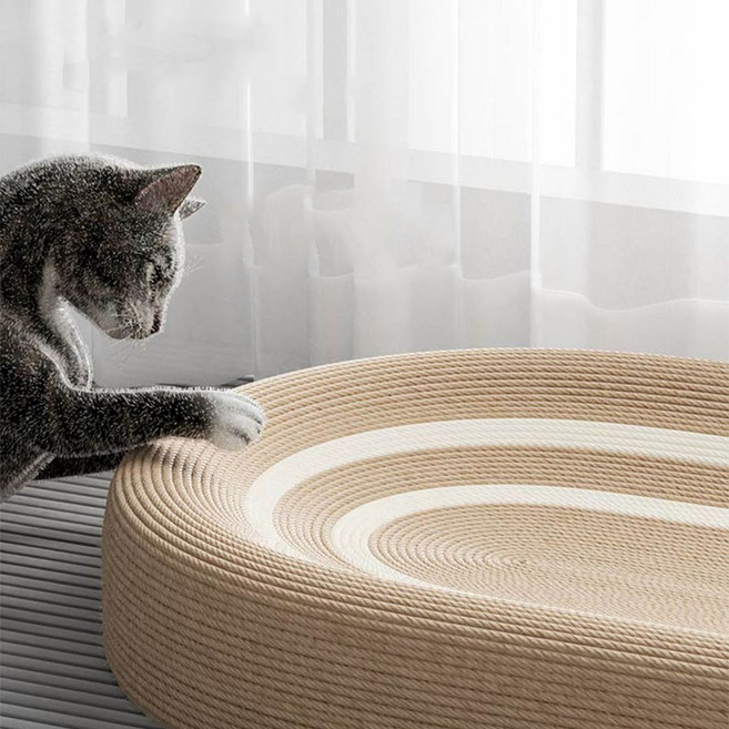 특대형 고양이 스크래쳐 대형 사이잘삼 침대 65cm 내구성 좋은 스크래처, 1개, 브라운