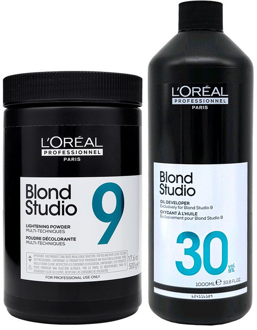 로레알 블론드스튜디오 멀티테크닉 9 파우더 500g+로레알 오일 디벨로퍼 9%산화제 1000ml, 1개, 500ml