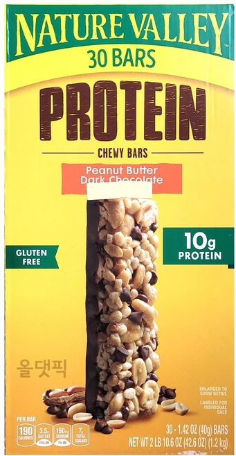 네이쳐밸리 프로틴 츄이 바 피넛버터 다크 초콜릿 40g x 30개입, 1.2kg, 1개 - 쿠팡