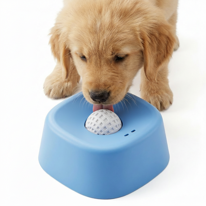 라이위안 강아지 핥기 그릇 슬로우 급식기 액체 간식 노즈워크 장난감, 1개, 파란색