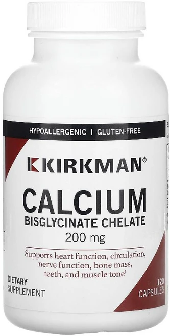 Kirkman Labs 칼슘 비스글리시네이트 킬레이트 200mg 캡슐 120정 Labs (커크먼 랩스), 1개 - 쿠팡