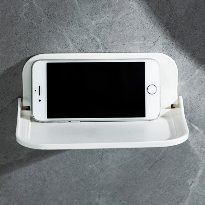 드림 접이식 욕실 휴대폰 선반 1+1 접착식 다용도 수건 속옷 거치대 화장실 핸드폰 물티슈 스마트폰, 화이트, 2개