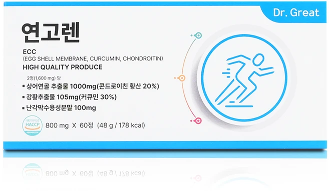 닥터그레잇 연고렌 ECC 콘드로이친 커큐민 난각막, 1박스, 60정 - 쿠팡