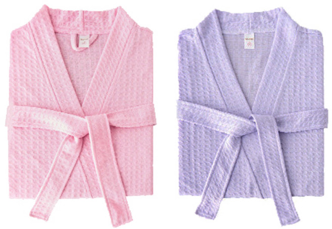 모던리빙 1+1 여름 와플 샤워가운 2장, 핑크XL+바이올렛XL