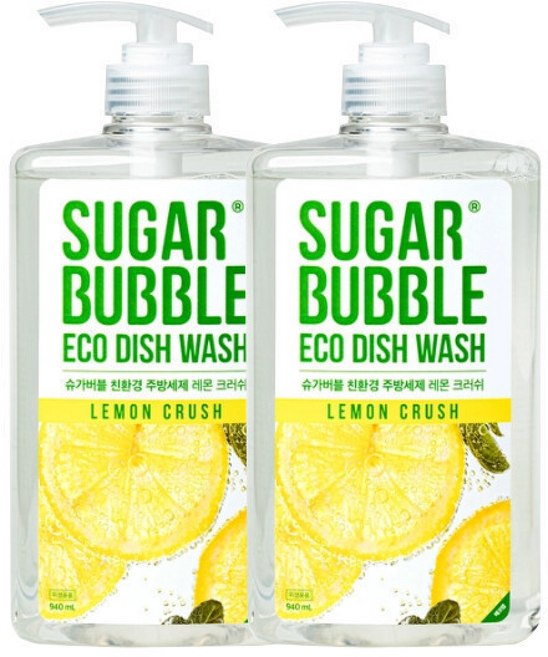 슈가버블 친환경 에코 주방세제 레몬크러쉬 x2, 1개, 940ml