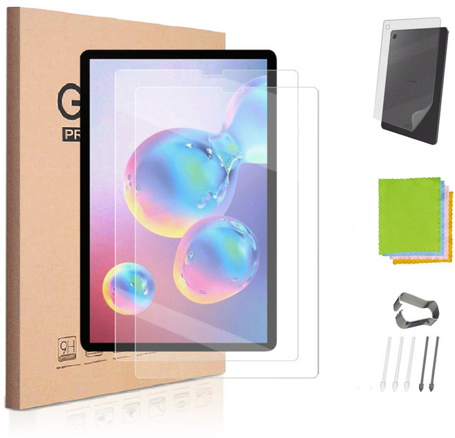 갤럭시탭S6 10.5 호환 강화유리 액정보호필름2장+후면필름+펜촉+클리너 SM-T860N T865N T866N 케이스나라