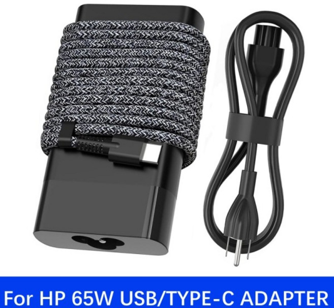 호환 hp 엘리트 Book Chromebook Spectre ProBook 엔비 고속 충전 타입 C 여행용 노트 북 전원 어댑터 65w USB 충전기, 01 CHINA, 02 without AC Cable, 1개