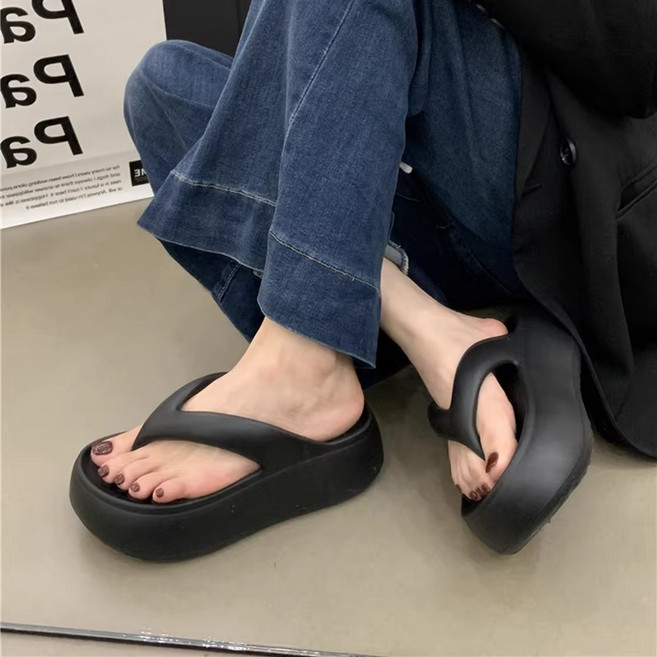 6cm 굽높은 쪼리 조리 샌들 여성 굽있는 키높이 슬리퍼 7cm