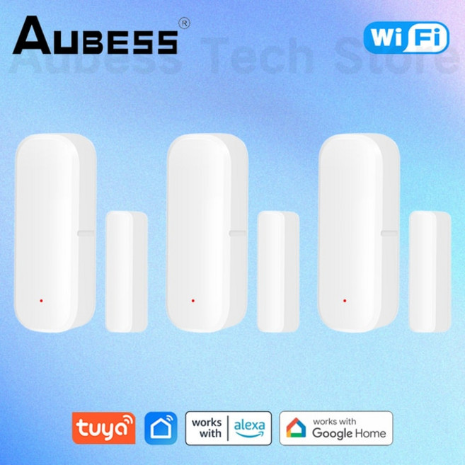 AUBESS 투야 스마트 와이파이 도어 센서 개폐 감지기 창 라이프 앱 보안 보호, 03 3PCS
