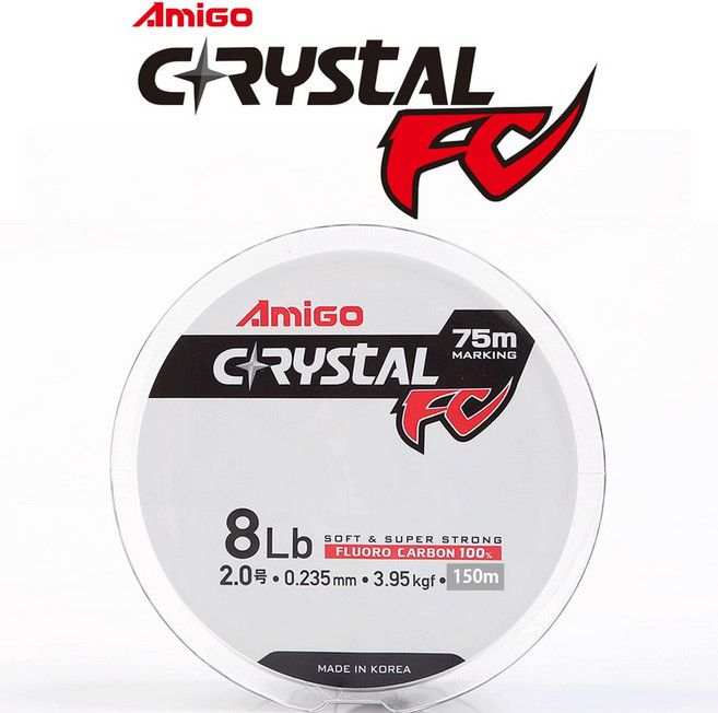 아미고 크리스탈 FC 카본라인 배스 쇼크리더 낚시줄 150m, 6LB, 1개