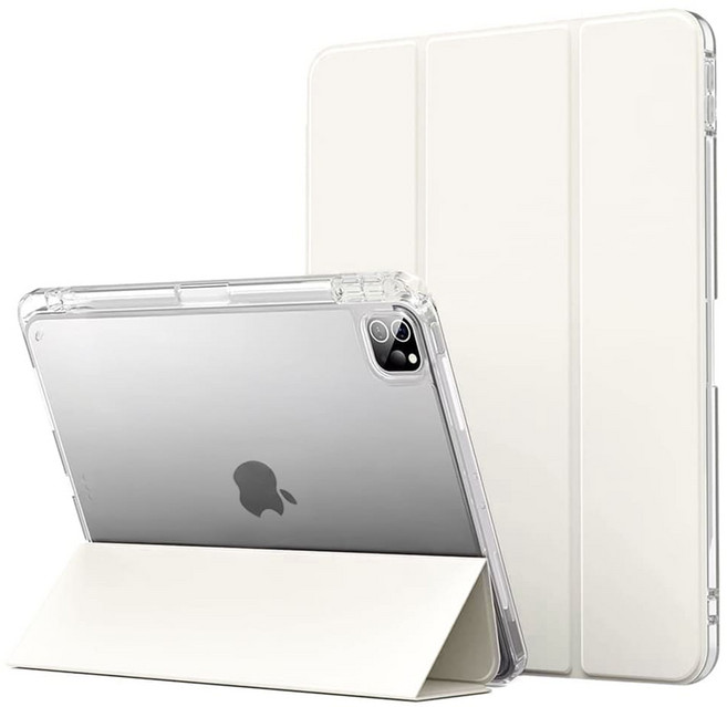 내셔널 리코리아 클리어 에어로 쉴드 애플팬슬 충전 수납홀더 태블릿PC 아이패드 투명케이스 스마트커버 울트라 하이브리드 케이스 for iPad, 아이보리, 1개