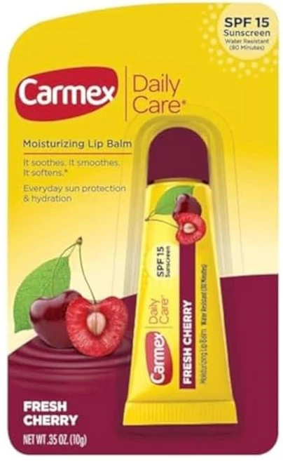 Carmex Daily Care 모이스처라이징 립밤 프레시 체리 SPF 15 9.9g(0.35온스) - 쿠팡