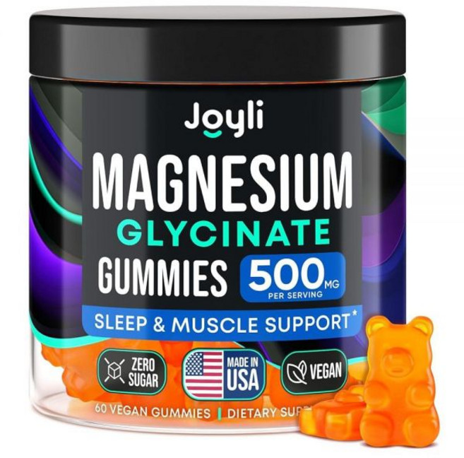 성인용 마그네슘 글리시네이트 젤리 500mg - 어린이 수면을 위한 츄어블 글리시네이트 Glicinato De Magnesio para Mujeres 60개, 1개, 60