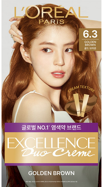 로레알파리 엑셀랑스 듀오크림 나눠쓰는 새치염색 염모제, 6.3호 골드 브라운, 1개