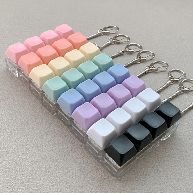 컬러 4구 키캡 키보드 딸깍 키링 악세사리 열쇠고리 스위치, 1개, 퍼플4구