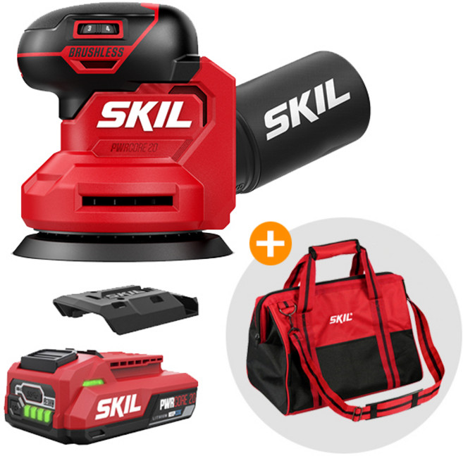 스킬 SKIL 20V 저진동 랜덤 오비탈 샌더 배터리 가방 세트 SR7603SE00 유막제거 무선 샌딩기, 1