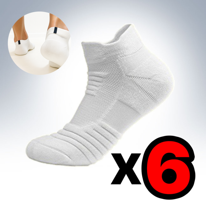 코지덴 무압박 U자형 발목 족저근막염 발바닥 통증 완화 두꺼운 기능성 러닝 스포츠 양말, 화이트, 6개