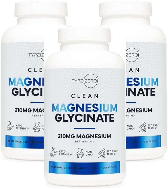 마그네슘 글리시네이트 TypeZero Clean 210mg 캡슐, 3개, 180정 - 쿠팡