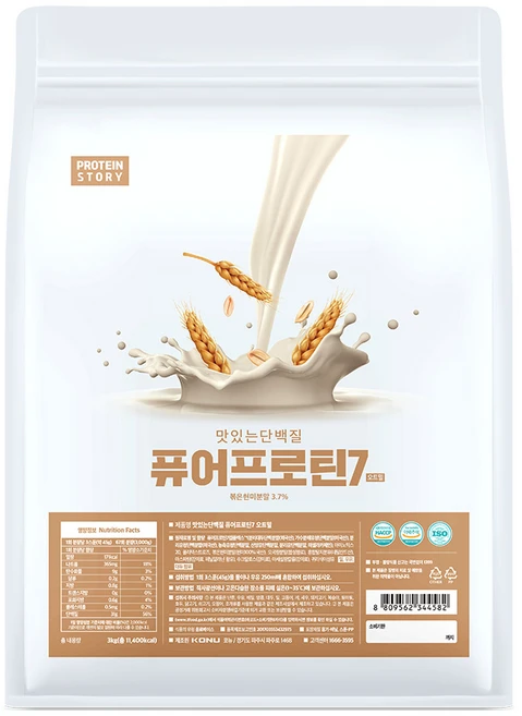 프로틴스토리 맛있는 단백질 퓨어프로틴7, 3kg, 1개, 오트밀 - 쿠팡
