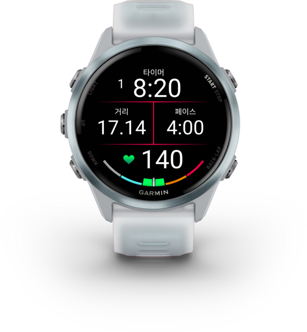 가민 포러너 570 러닝 GPS 스마트워치 42mm, 화이트스톤 + 클라우드 블루, 3.04cm, GPS + 블루투스