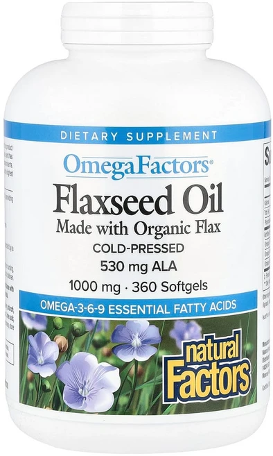 네추럴팩터스 오메가팩터 아마 씨 오일 1000mg 소프트젤, 360정, 1개 - 쿠팡