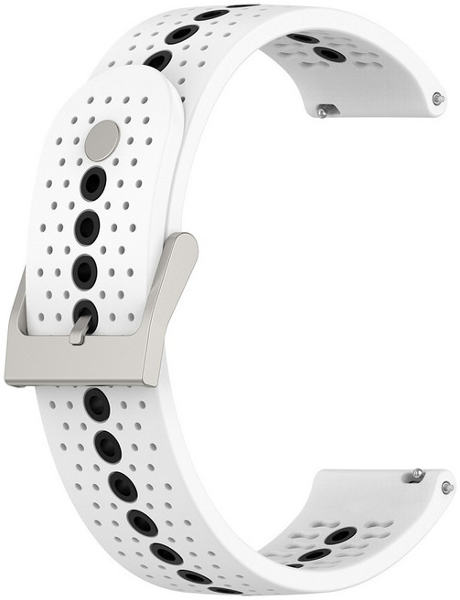 運動矽膠錶帶 適用華米 Amazfit Cheetah 2 Pro A2564 錶帶寬度 20mm 雙色錶扣式快拆, 白黑, 1個