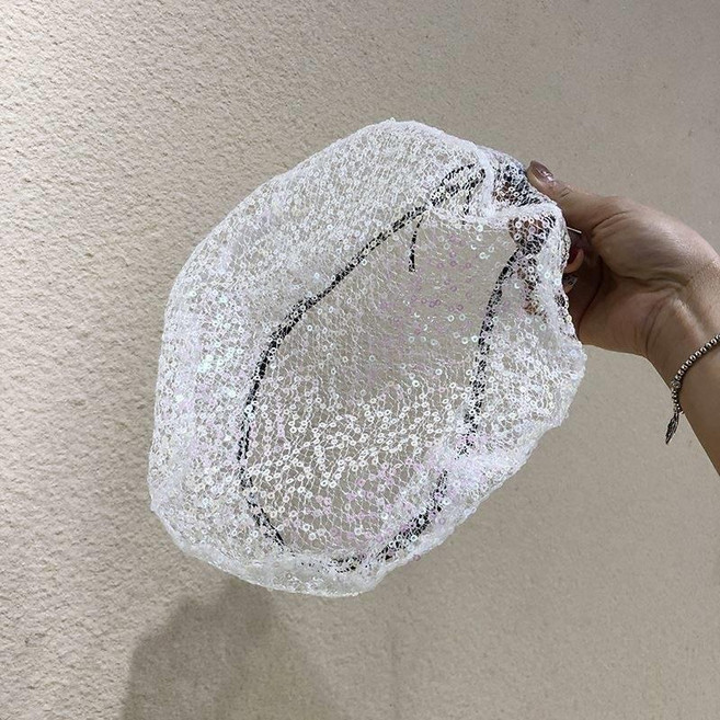 메쉬스팽글 시스루 베레모 모자 SH1900