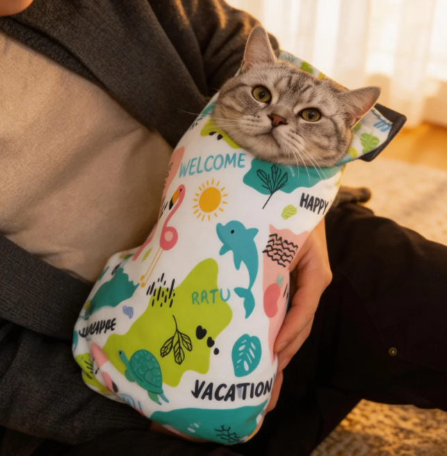 ITSKA 반려동물 고양이 요술담요 자가접착 매직 랩, 1개, 그린돌고래