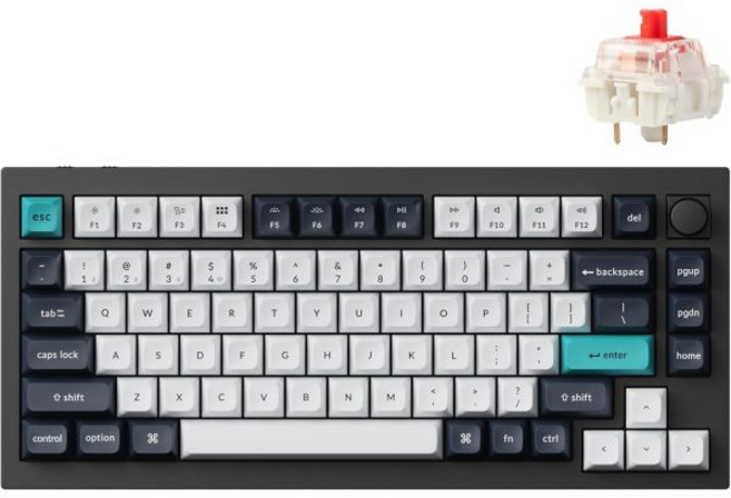 Keychron 키크론 Q1 Max RGB QMK VIA 커스텀 기계식 키보드 핫스왑 가능한 풀 메탈 프로그래밍 가능 노브 Gateron Jupiter Red 스위치 2.4GH, Red Switch, 1개, Red Switch
